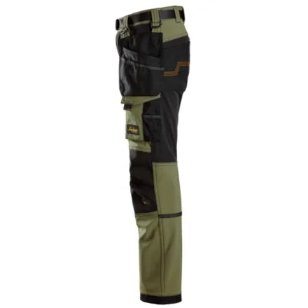 Snickers 7575 AllroundWork Junior 4-way Stretch Trousers Khaki Green / Black 13 - 14 Years (164)