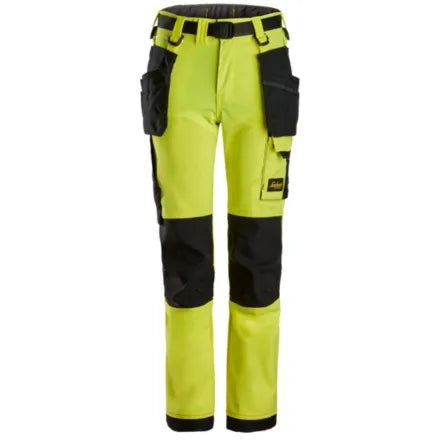 Snickers 7575 AllroundWork Junior 4-way Stretch Trousers Neon Yellow