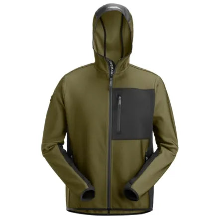 Snickers 8044 Full Zip Midlayer Hoodie Khaki Green \ Black