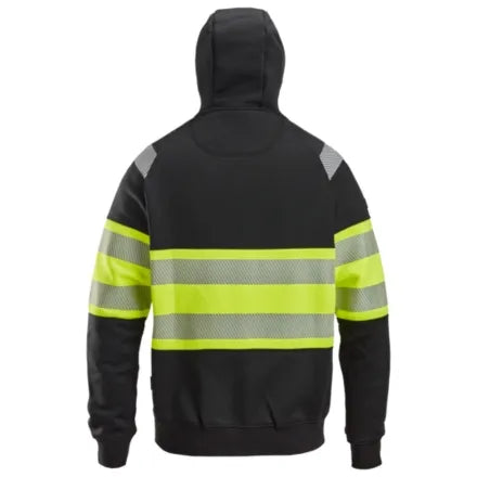 Snickers Class 1 Full Zip Hoodie 2838 Black \ High Vis Yellow