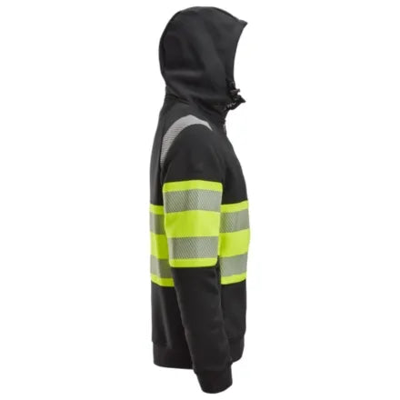 Snickers Class 1 Full Zip Hoodie 2838 Black \ High Vis Yellow 4XL