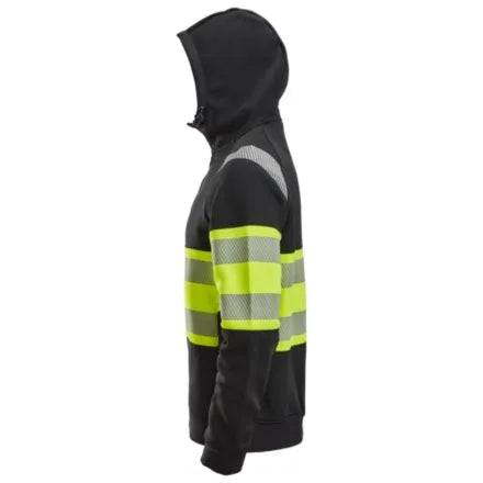 Snickers Class 1 Full Zip Hoodie 2838 Black \ High Vis Yellow 4XL