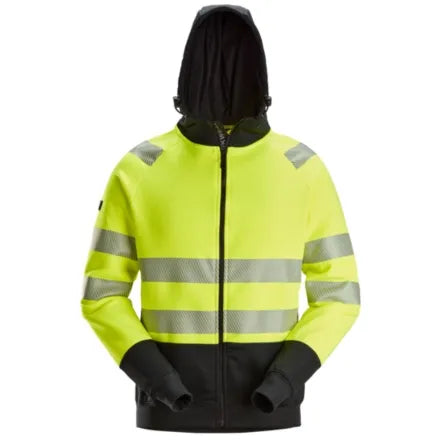 Snickers Class 2 Full Zip Hoodie High Vis Yellow \ Black 4XL
