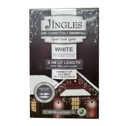 Jingles 240 White Connectable Snowfall Digital Icicles