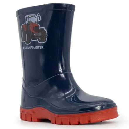 Swampmaster Junior Tractor Wellington Boot Navy / Red