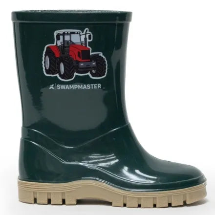 Swampmaster Junior Tractor Wellington Boot Green / Beige