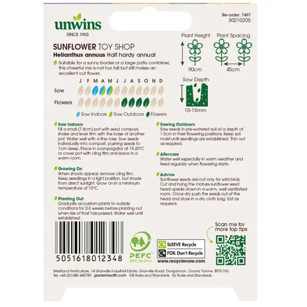 Unwins Sunflower Toy Shop Seeds