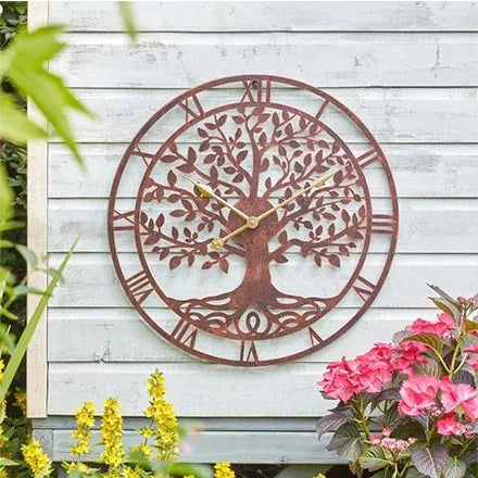 Tree of Life Wall Clock 13.5" Bronze