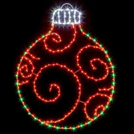 Twinkling Bauble Flexibright Led 78x59cm Red and White