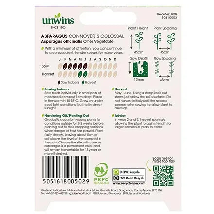 Unwins Asparagus Connover's Colossal Seeds