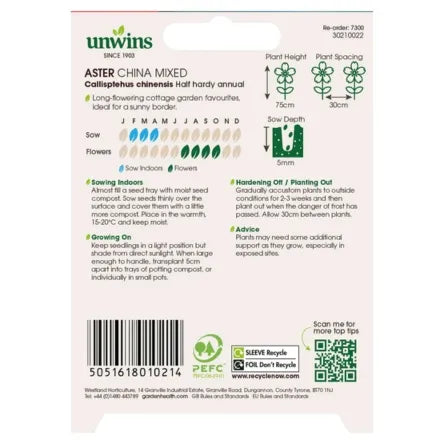 Unwins Aster China Mixed Seeds
