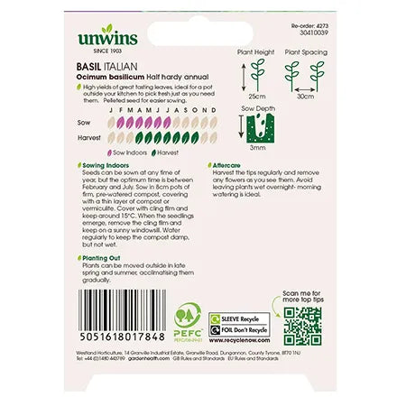 Unwins Basil Italian Seeds