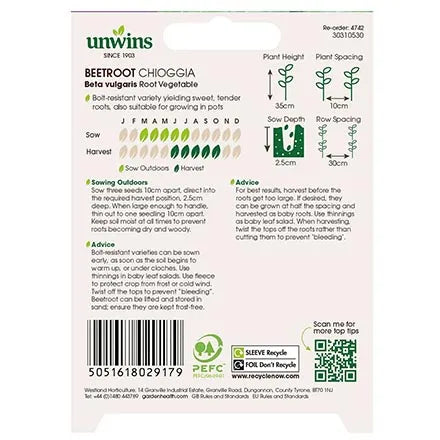 Unwins Beetroot Chioggia Seeds