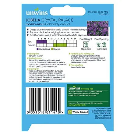 Unwins Bush Lobelia Crystal Palace Seeds