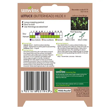 Unwins Butterhead Lettuce Hilde II Seeds