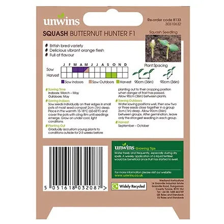 Unwins Butternut Squash Hunter F1 Seeds