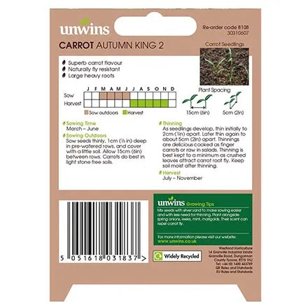 Unwins Carrot Autumn King 2 Seeds