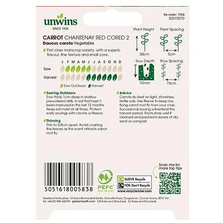 Unwins Carrot Chantenay Red Cored 2 Seeds