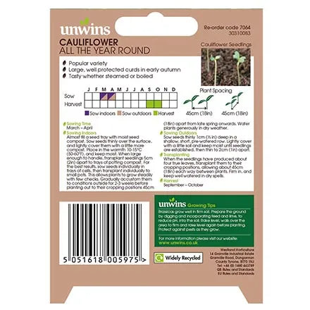 Unwins Cauliflower All The Year Round Seeds