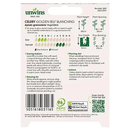 Unwins Celery Golden Self Blanching Seeds