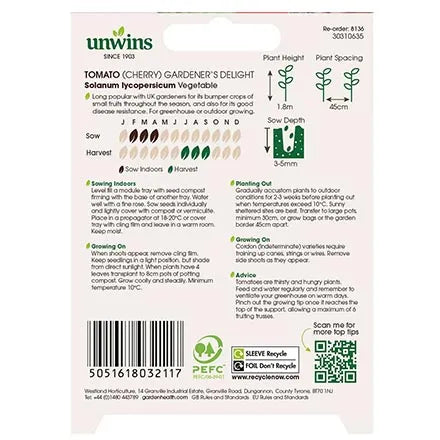 Unwins Cherry Tomato Gardener's Delight Seeds