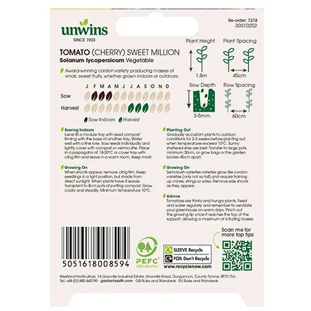 Unwins Cherry Tomato Sweet Million Seeds