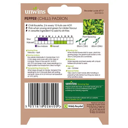 Unwins Chilli Pepper Padron Seeds