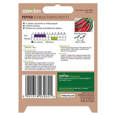 Unwins Chilli Pepper Tokyo Hot F1 Seeds