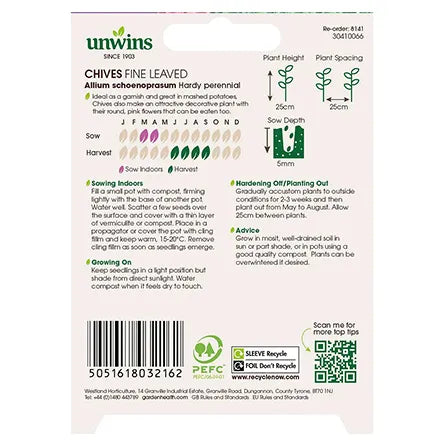 Unwins Chives Fine Leaved Seeds