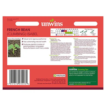 Unwins Climbing French Bean Isabel Seeds