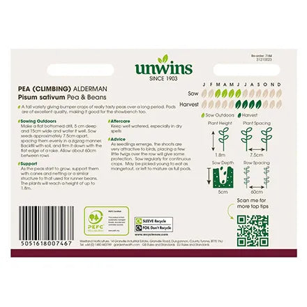 Unwins Climbing Pea Alderman Seeds