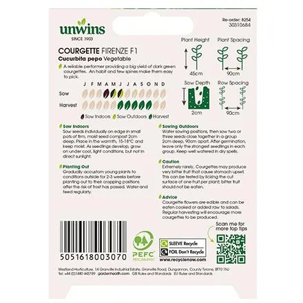 Unwins Courgette Firenze F1 Seeds