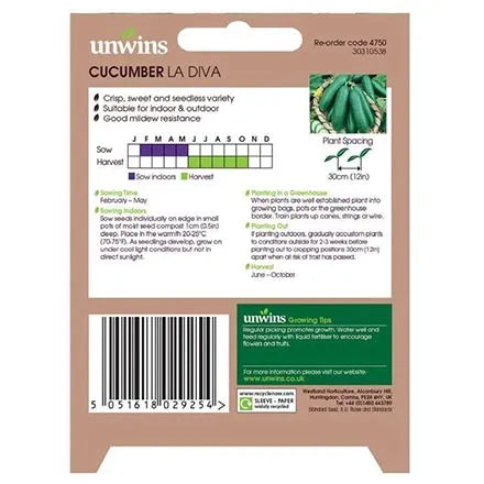 Unwins Cucumber La Diva F1 Seeds