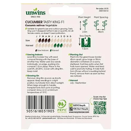 Unwins Cucumber Tasty King F1 Seeds