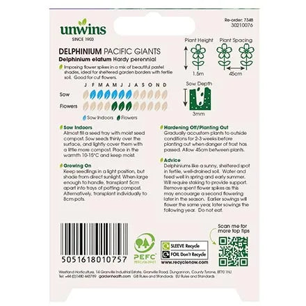Unwins Delphinium Pacific Giants Seeds