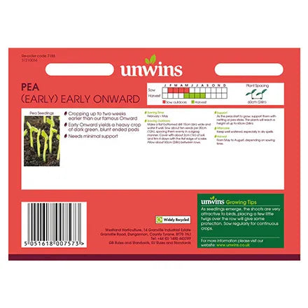 Unwins Early Pea Early Onward Seeds