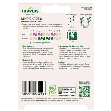 Unwins Garden Mint Seeds