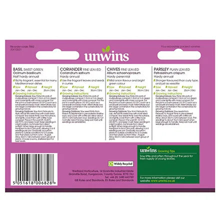 Unwins Herb Collection Pack Seeds