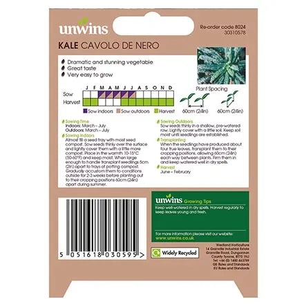 Unwins Kale Cavolo De Nero Seeds