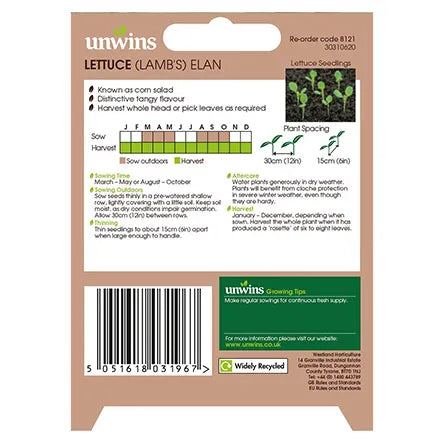 Unwins Lamb's Leaves Lettuce Elan Seeds