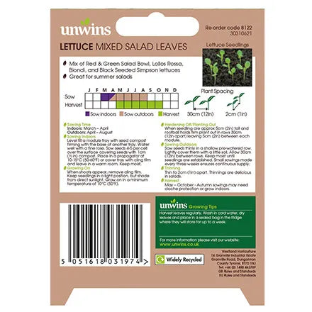 Unwins Lettuce Leaves Mixed Salad Leaves Seeds