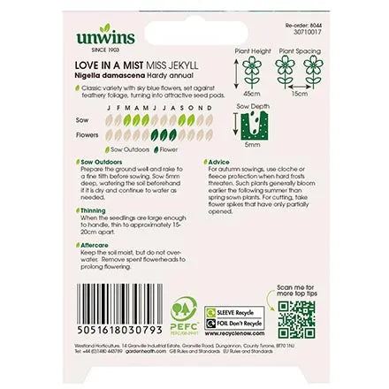 Unwins Love In A Mist Miss Jekyll Seeds