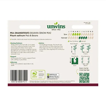 Unwins Mangetout Snow Pea Delikata Seeds