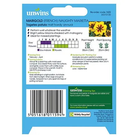 Unwins Marigold French Naughty Marietta Seeds