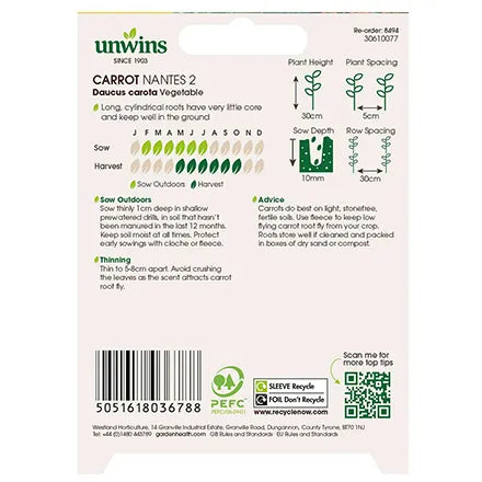 Unwins Organic Carrot Nantes 2 Seeds
