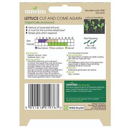 Unwins Organic Lettuce Leaves Cut and Come Again