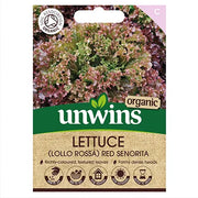 Unwins Organic Lollo Rossa Lettuce Red Senorita Seeds
