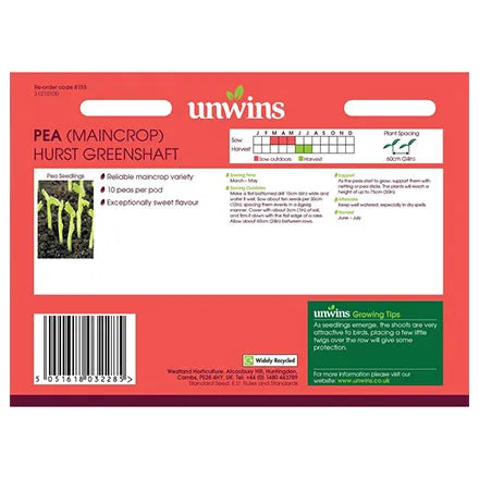 Unwins Pea Maincrop Hurst Greenshaft Seeds