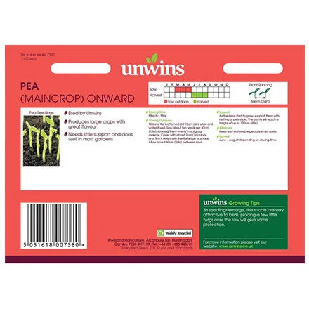 Unwins Pea Maincrop Onward Seeds