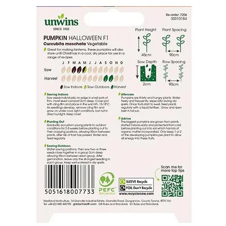 Unwins Pumpkin Halloween F1 Seeds